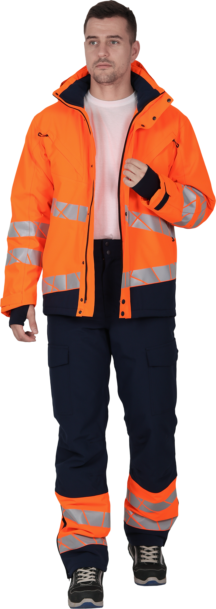 Брюки мужские утепленные ACTIVE, синий-флуоресцентный оранжевый