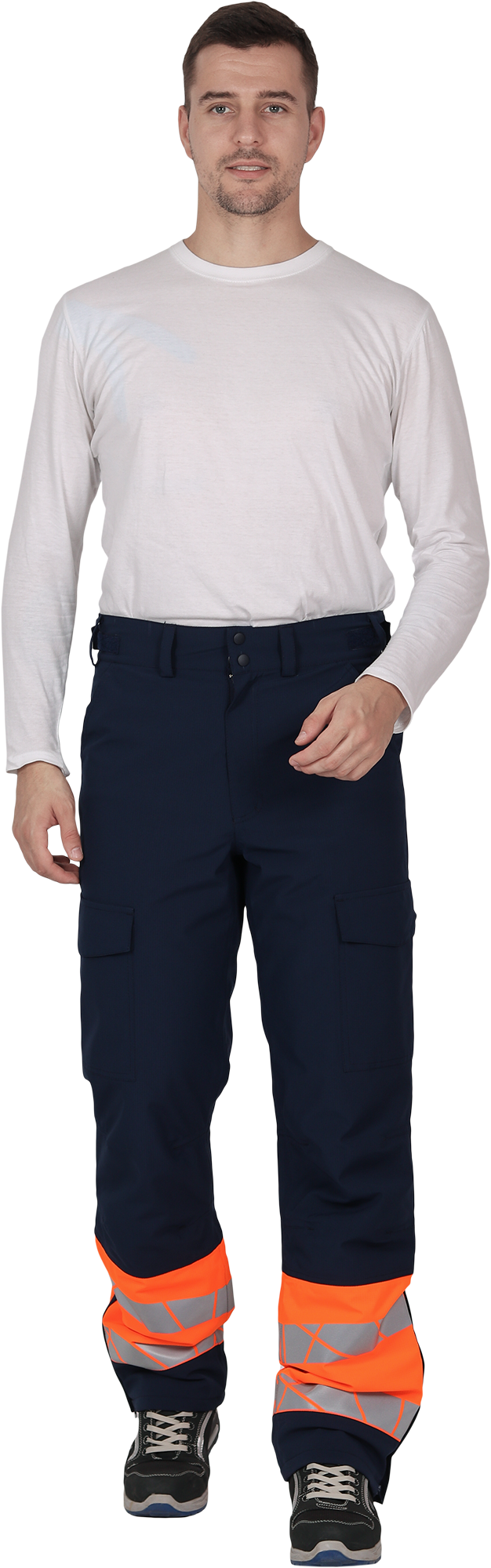 Брюки мужские утепленные ACTIVE, синий-флуоресцентный оранжевый