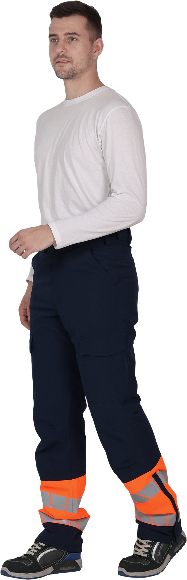 Брюки мужские утепленные ACTIVE, синий-флуоресцентный оранжевый