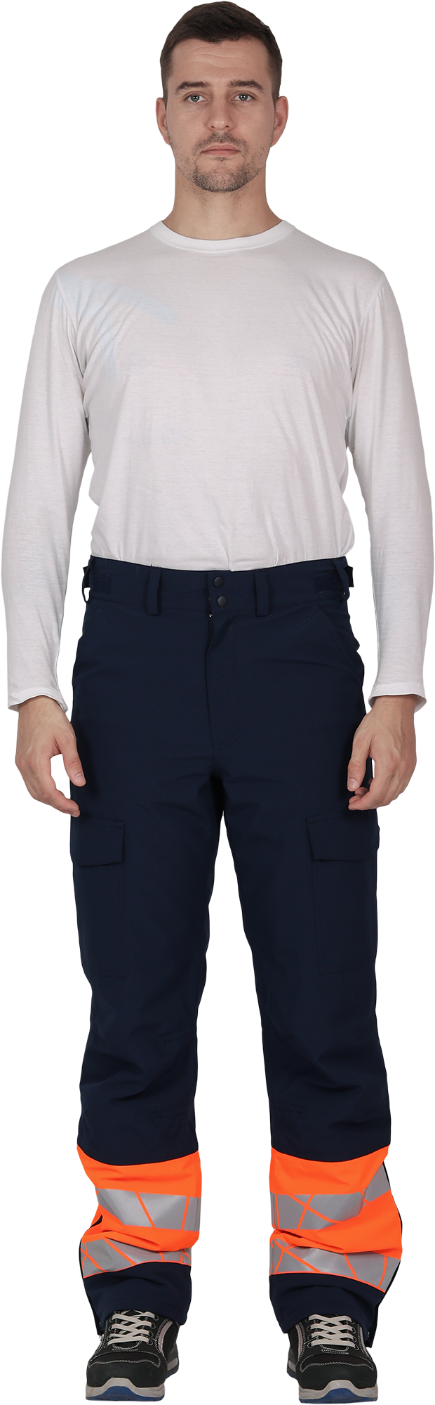 Брюки мужские утепленные ACTIVE, синий-флуоресцентный оранжевый