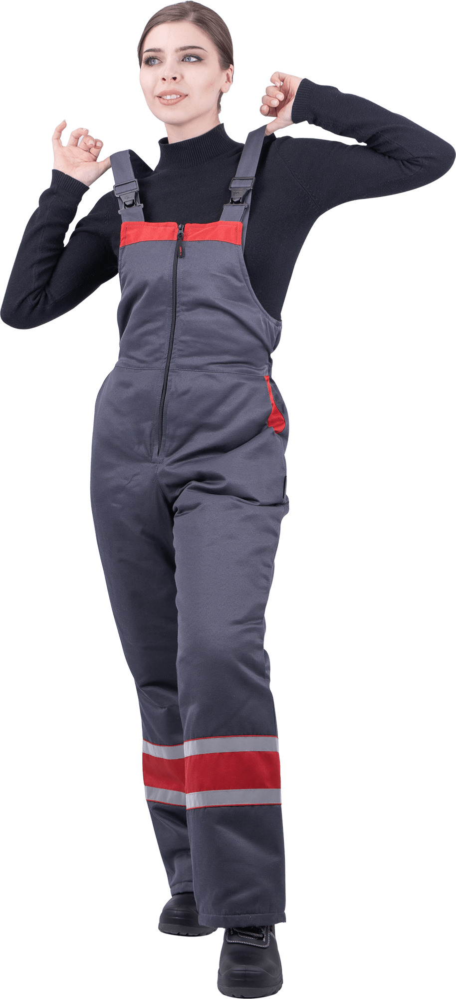 Костюм АНГАРА зимний, серый-красный, женский