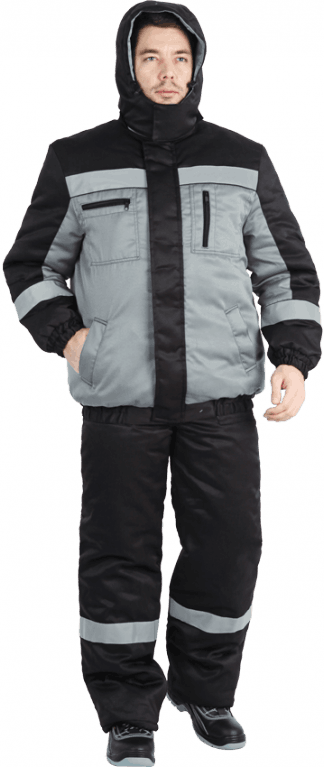 Костюм БАЙКАЛ зимний, серый-черный