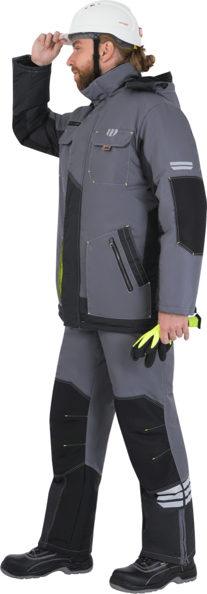 Куртка ЭДВАНС зимняя, серый-т.серый-лимонная отделка