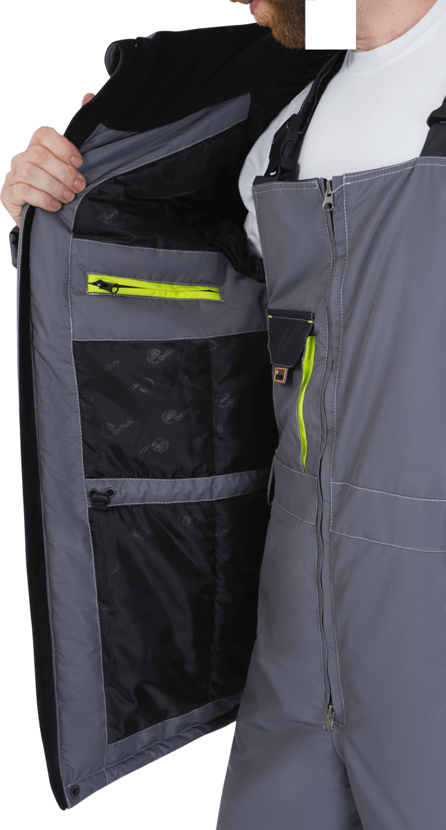 Куртка ЭДВАНС зимняя, серый-т.серый-лимонная отделка