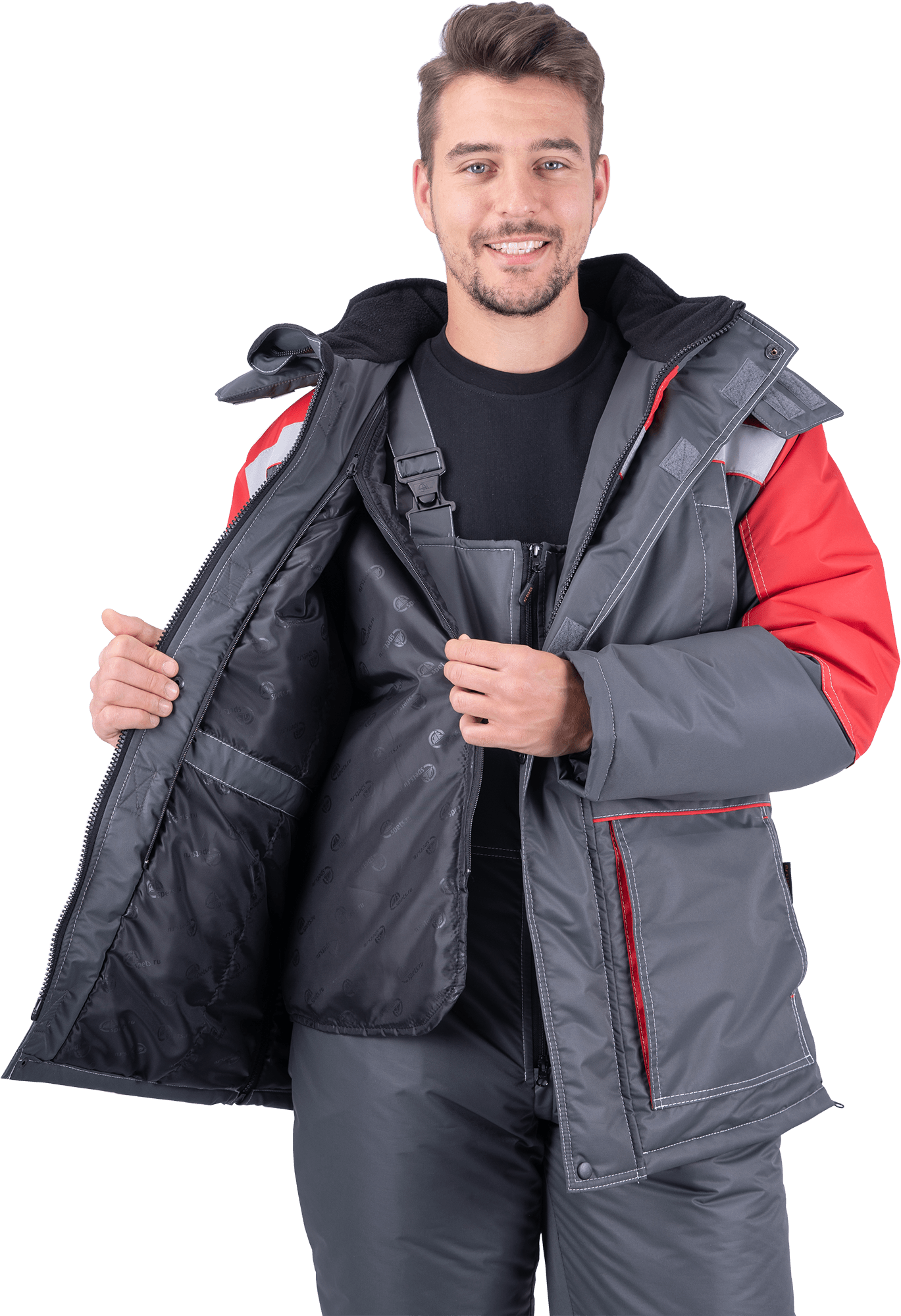 Костюм ЕНИСЕЙ зимний, серый-красный