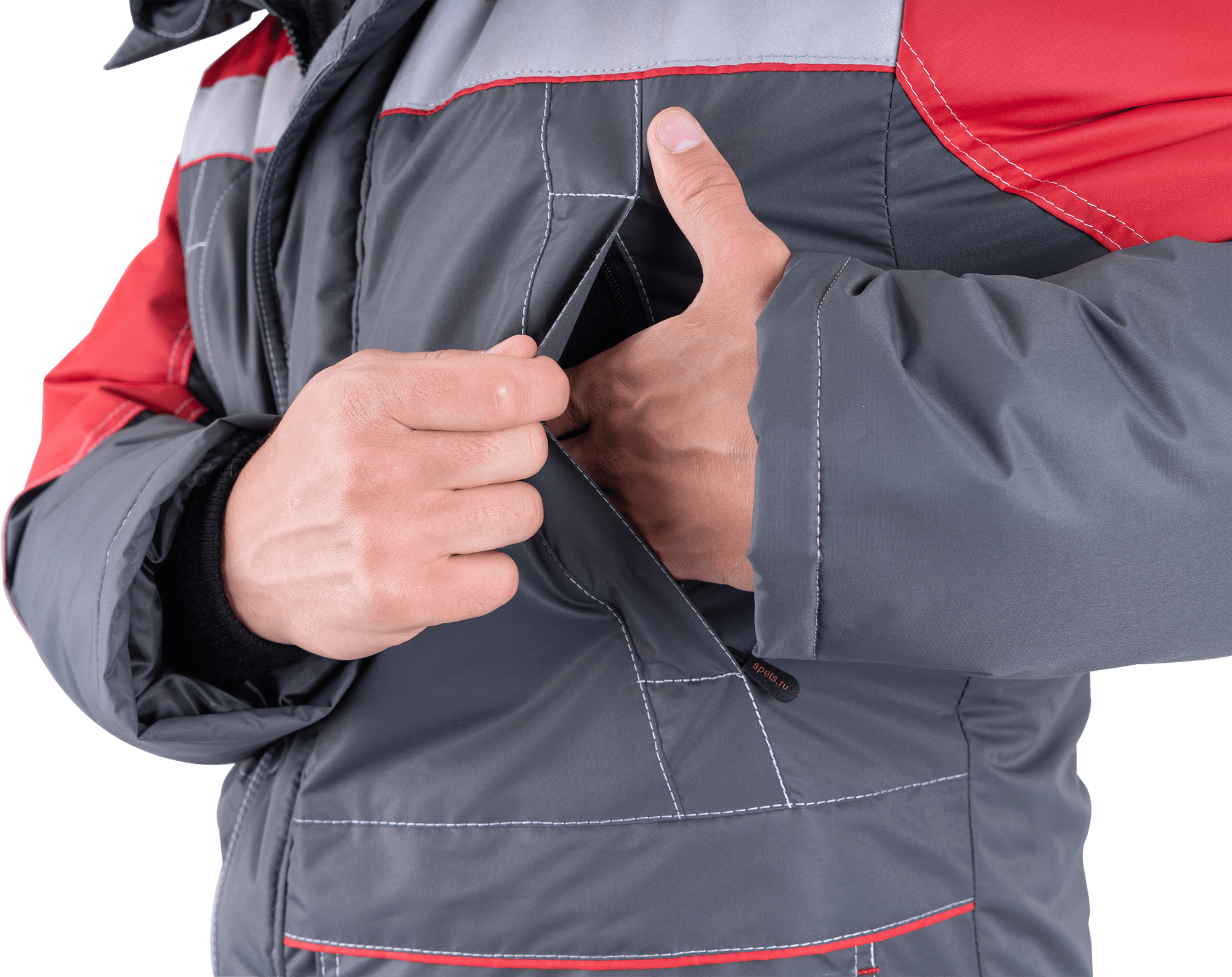 Костюм ЕНИСЕЙ зимний, серый-красный