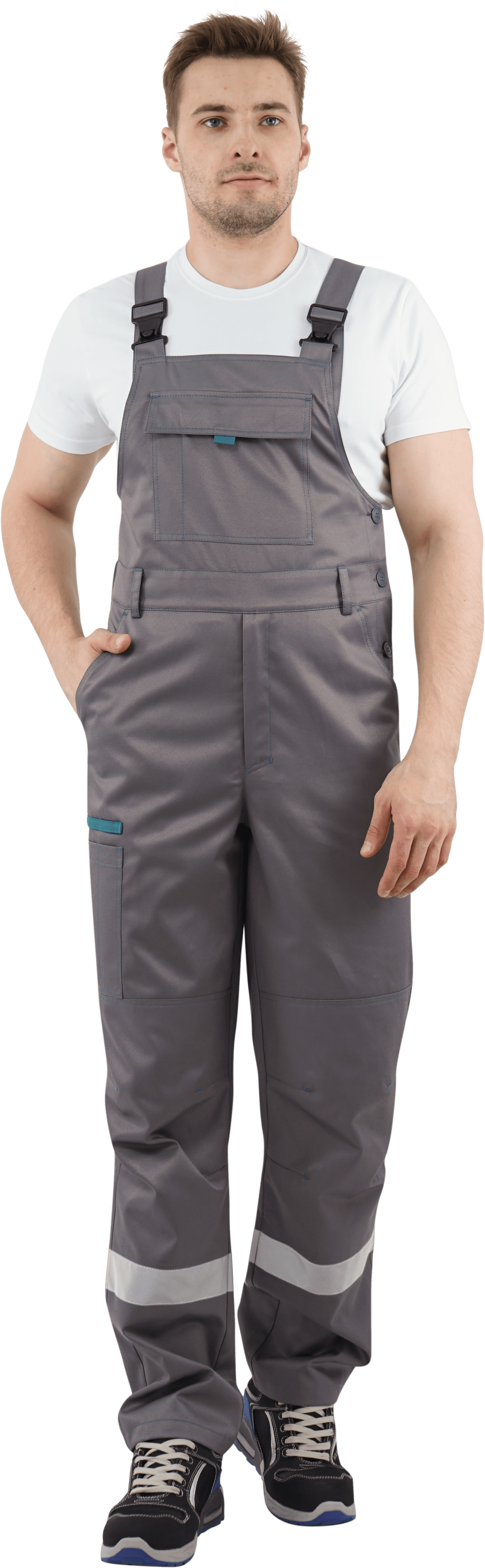 Костюм ГАЛАКТИКА летний, серый-бирюзовый (Куртка+полукомбинезон)