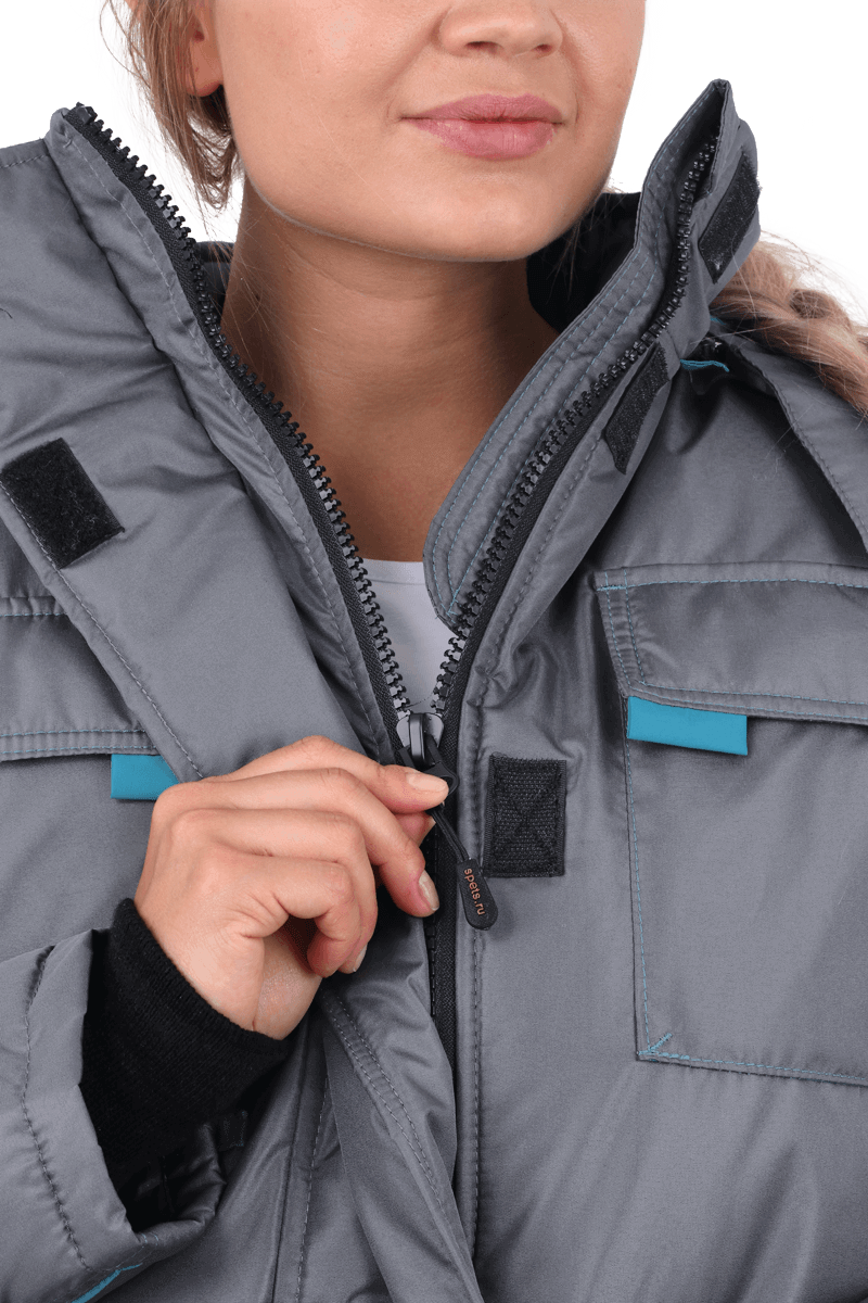 Костюм ГАЛАКТИКА зимний, серый-бирюза, женский