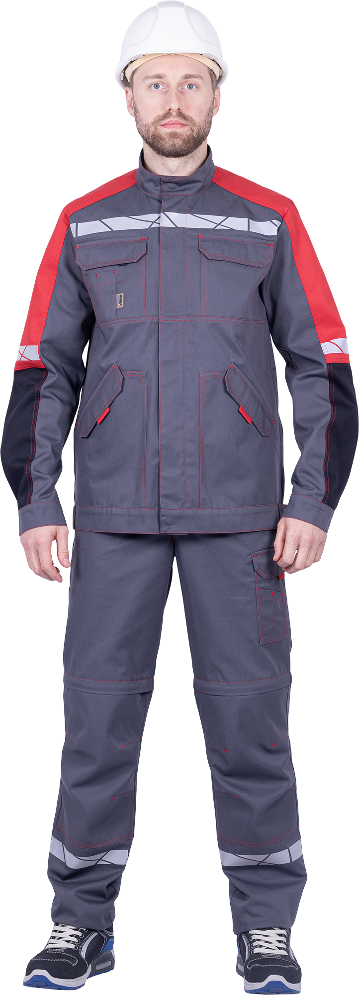 Куртка ХАЙ-ТЕК SAFETY летняя, серый-красный-черный