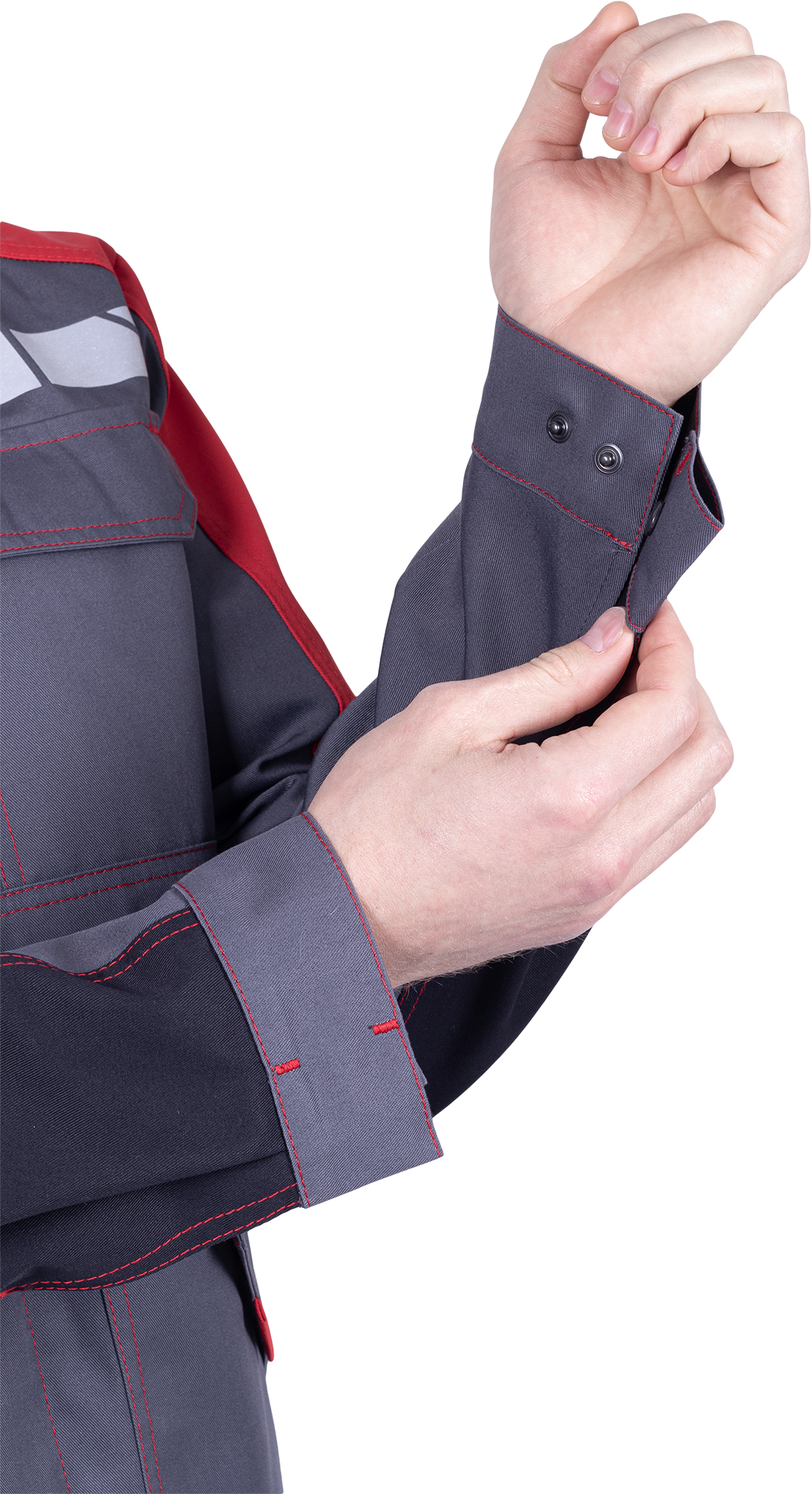 Куртка ХАЙ-ТЕК SAFETY летняя, серый-красный-черный