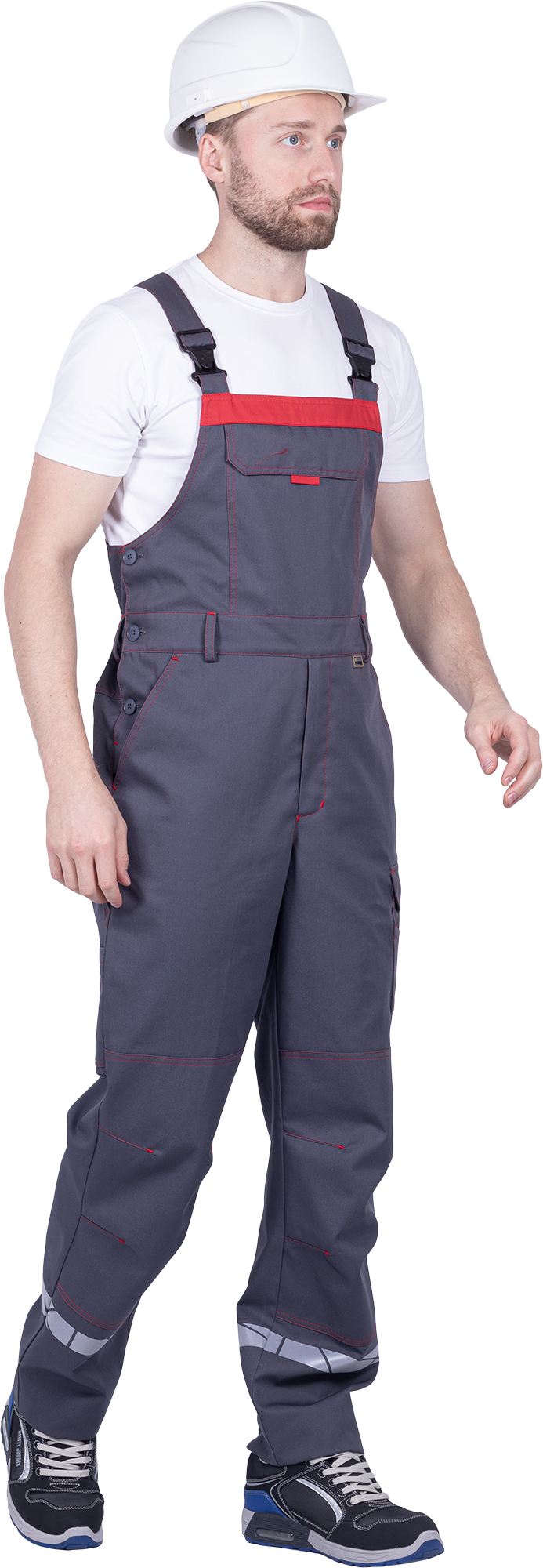 Полукомбинезон ХАЙ-ТЕК SAFETY летний, серый-красный