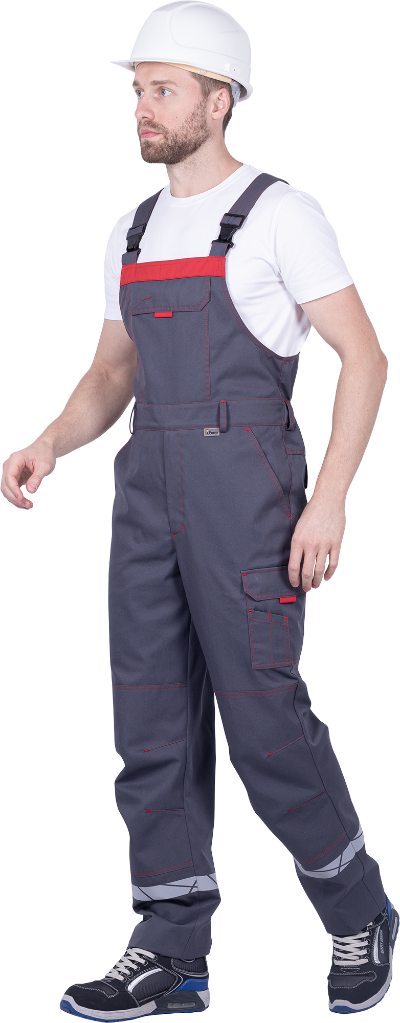 Полукомбинезон ХАЙ-ТЕК SAFETY летний, серый-красный