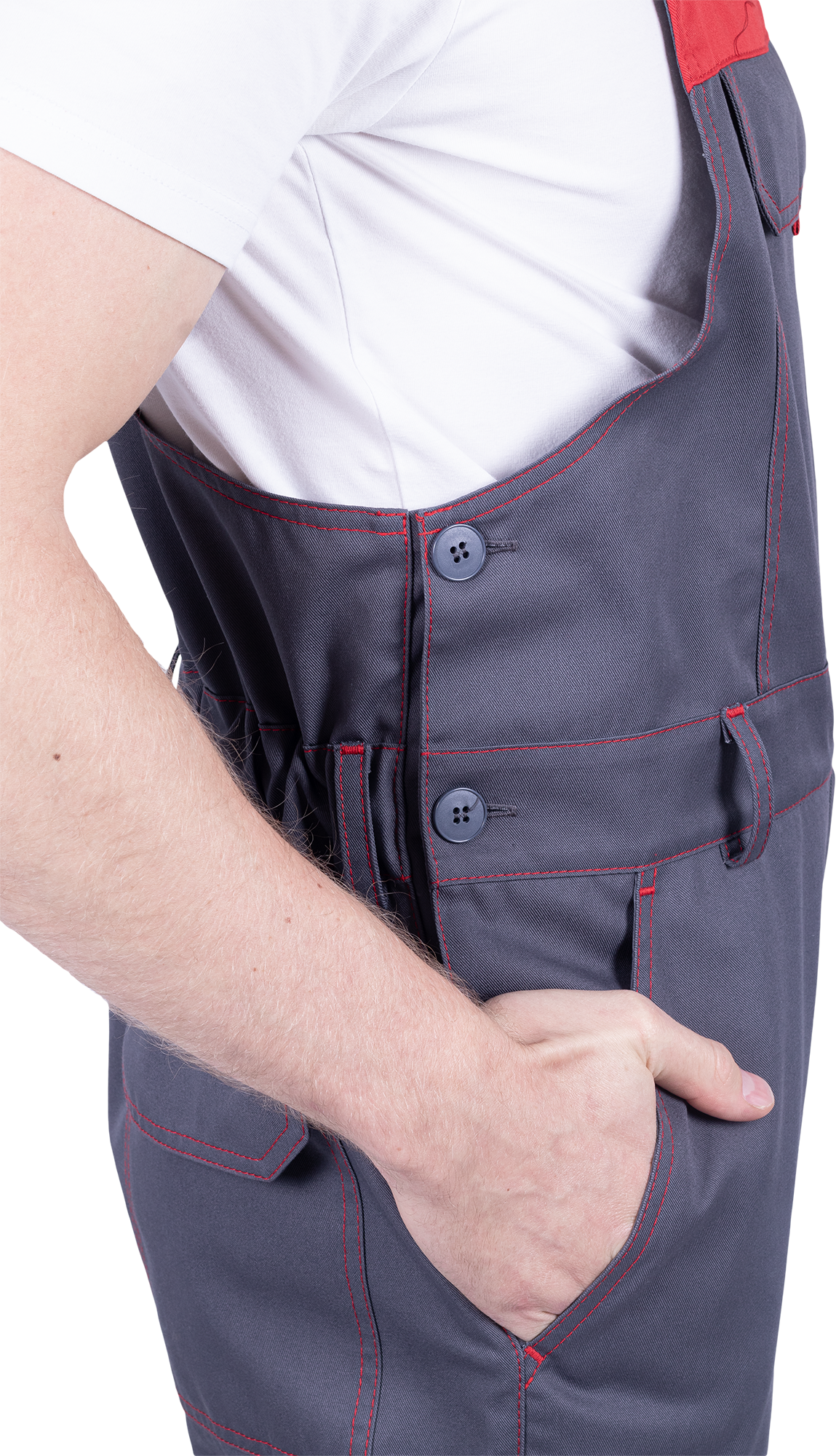 Полукомбинезон ХАЙ-ТЕК SAFETY летний, серый-красный