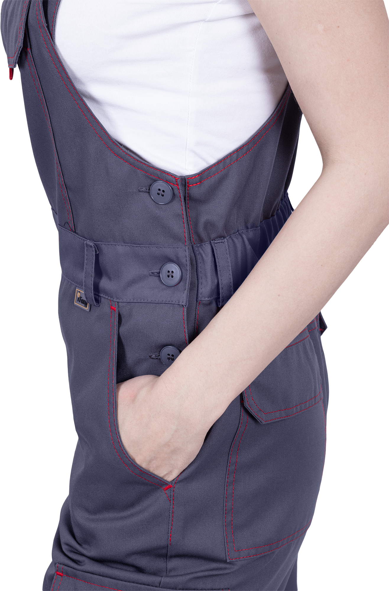 Полукомбинезон ХАЙ-ТЕК SAFETY летний, серый-красный, женский