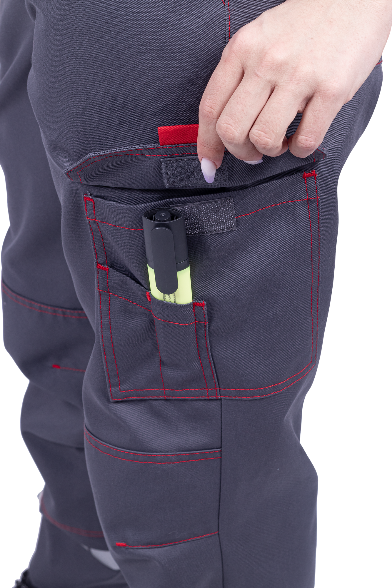 Полукомбинезон ХАЙ-ТЕК SAFETY летний, серый-красный, женский