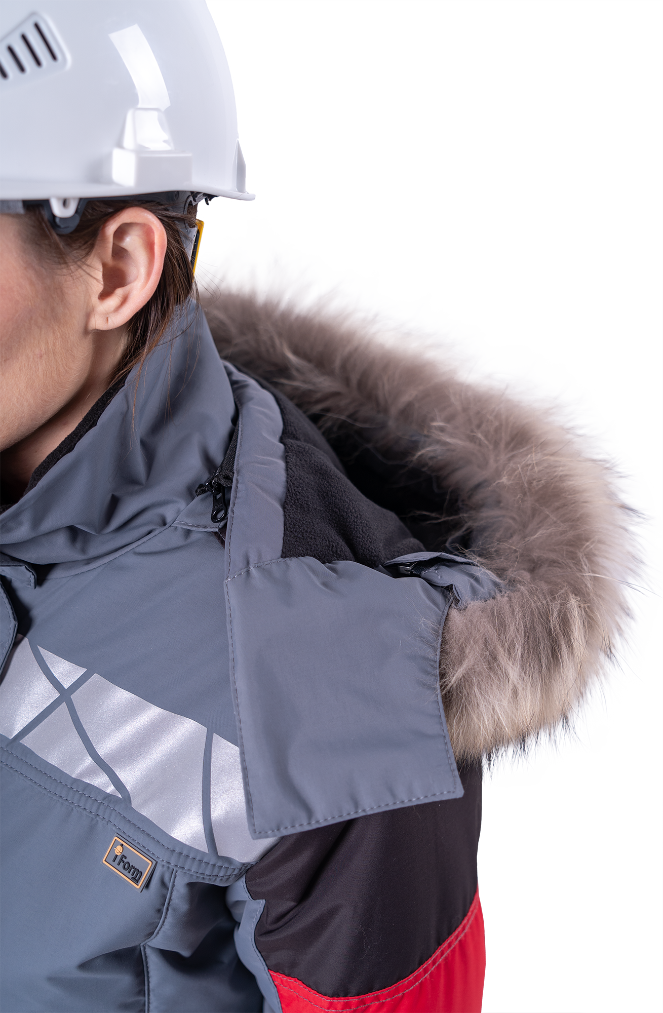 Куртка ХАЙ-ТЕК SAFETY зимняя, серый-красный-черный, женская