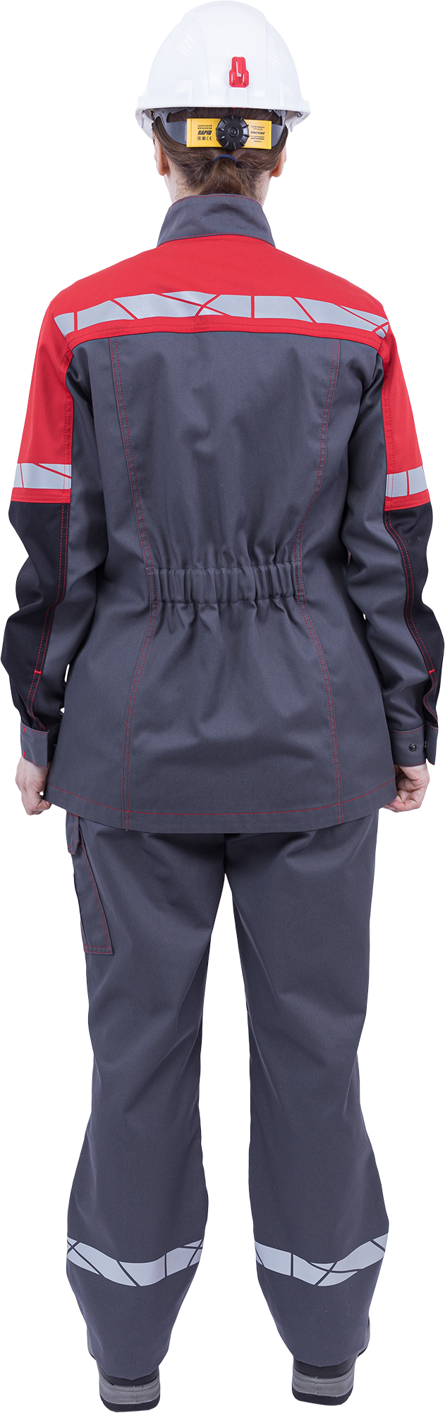 Куртка ХАЙ-ТЕК SAFETY летняя, серый-красный-черный, женская
