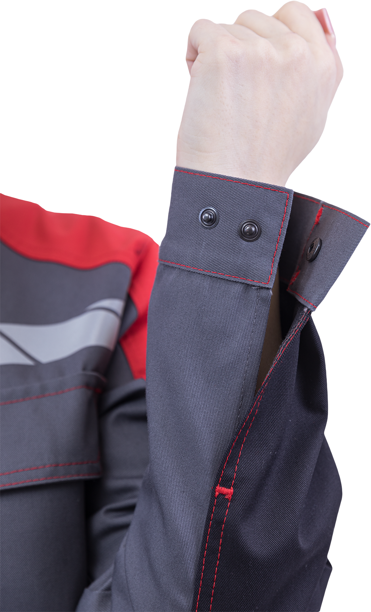 Куртка ХАЙ-ТЕК SAFETY летняя, серый-красный-черный, женская