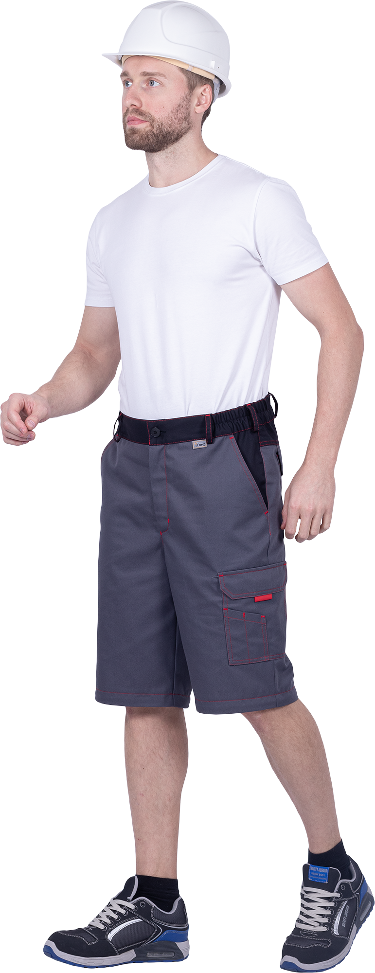 Брюки ХАЙ-ТЕК SAFETY летние, серый-красный-черный