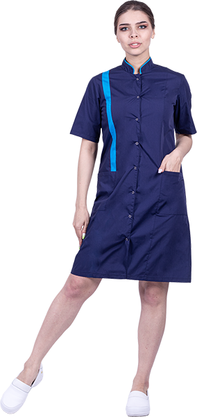 Халат ДИАНА, т/синий-голубой