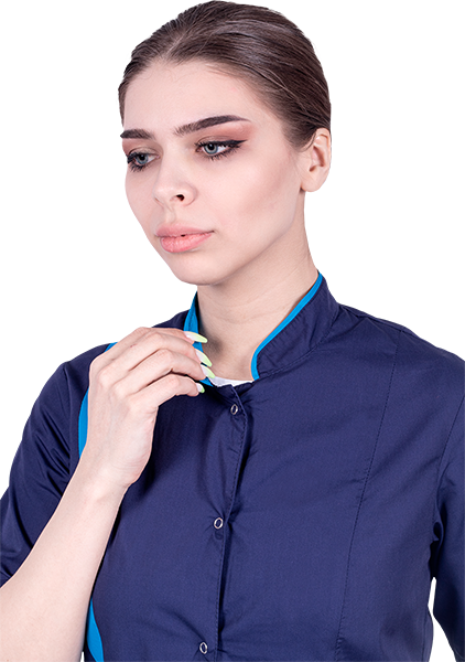 Халат ДИАНА, т/синий-голубой