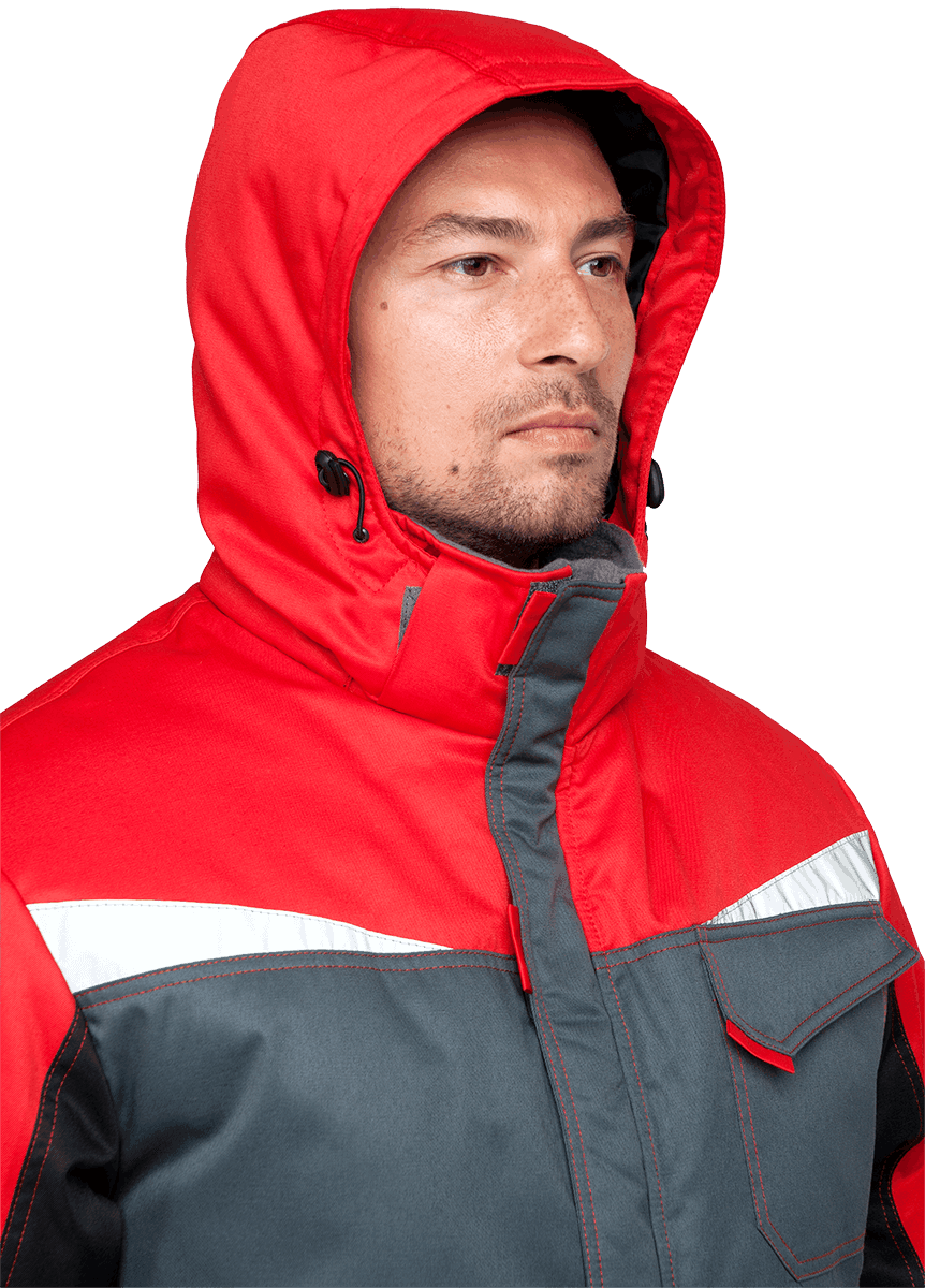 Костюм КМ-10 ЛЮКС зимний, серый-черный-красный