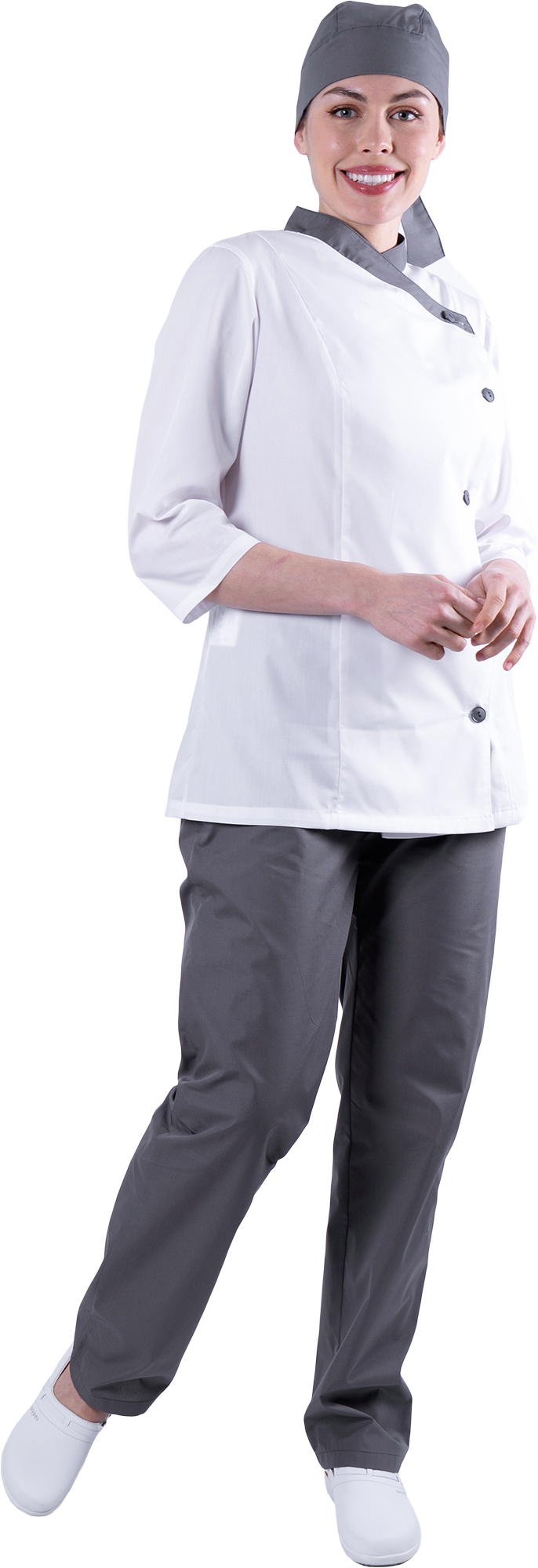 Костюм БИСТРО, белый-т/серый, женский