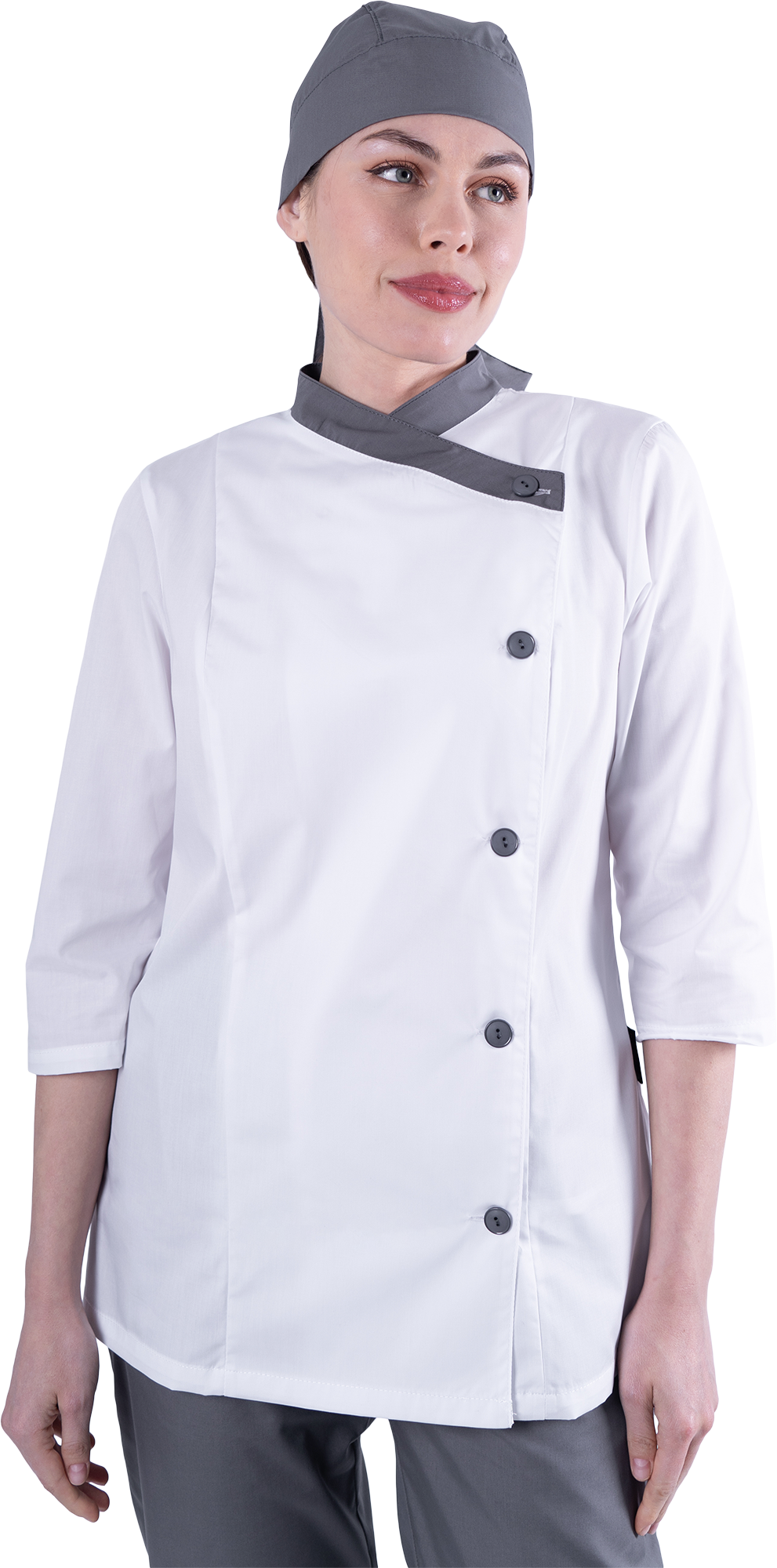 Костюм БИСТРО, белый-т/серый, женский