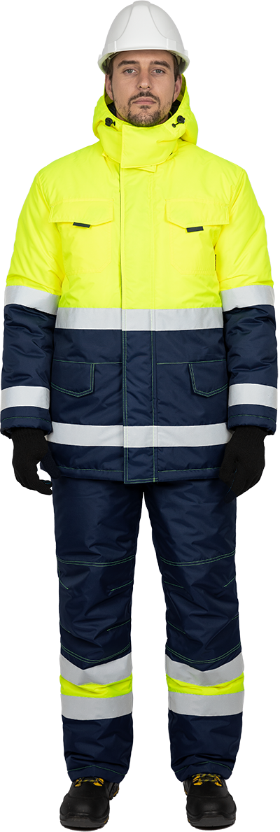 Костюм БРАЙТ зимний, Со - 3-й класс защиты, Тн - 2-й класс защиты, флуоресцентный желтый-синий