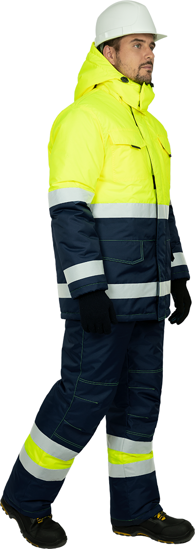 Костюм БРАЙТ зимний, Со - 3-й класс защиты, Тн - 2-й класс защиты, флуоресцентный желтый-синий