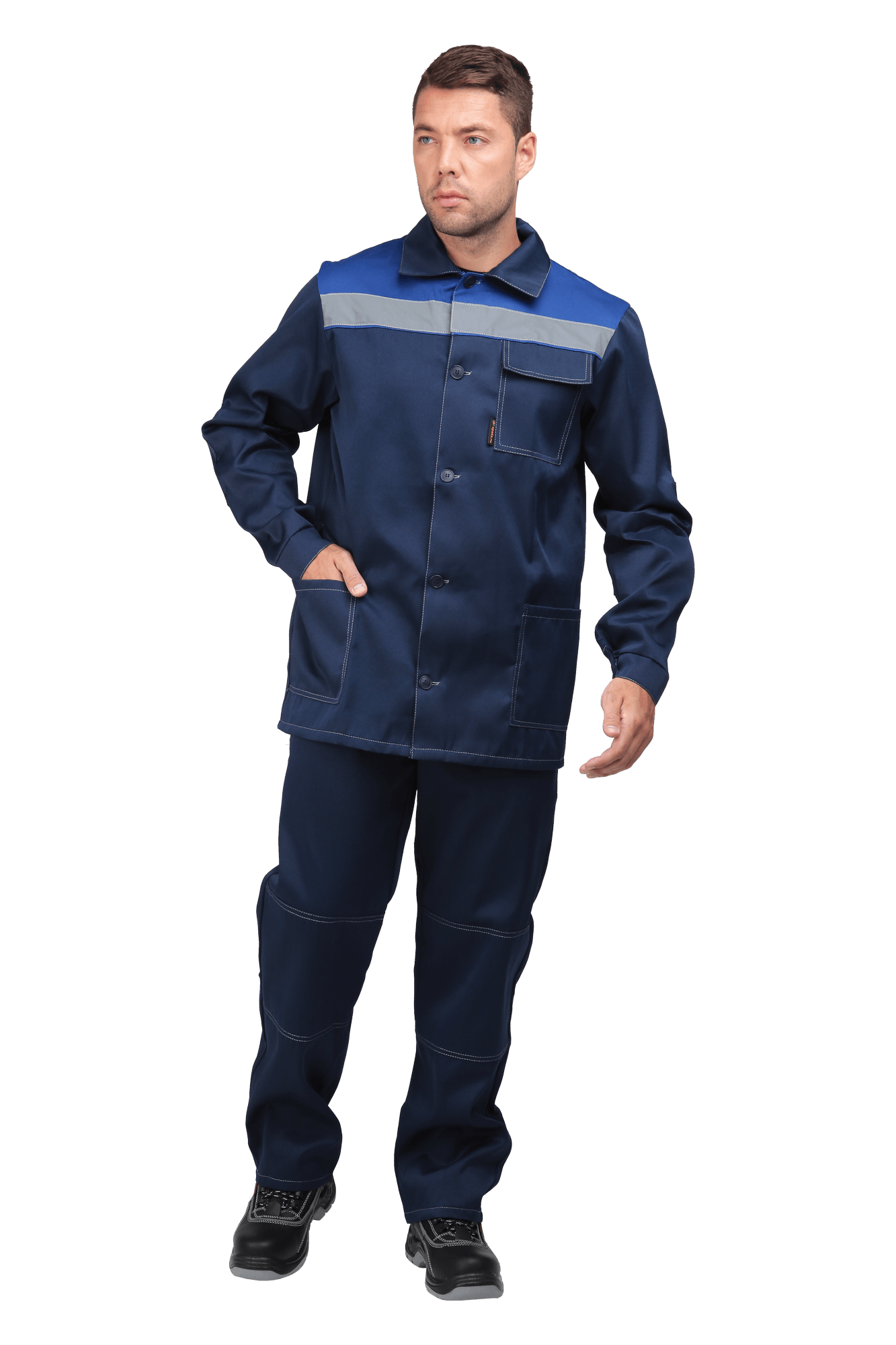 Костюм ПРОФИ летний, т/синий-василек (Куртка+брюки)