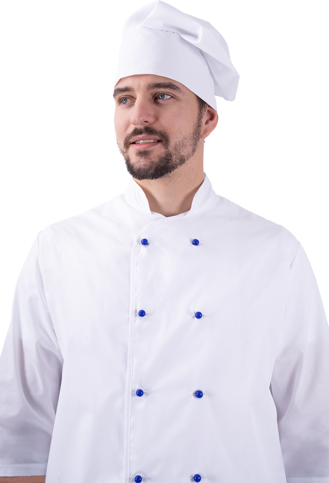 Костюм ШЕФ-ПОВАР, белый-василек