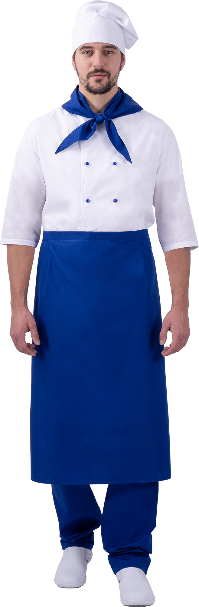 Костюм ШЕФ-ПОВАР, белый-василек