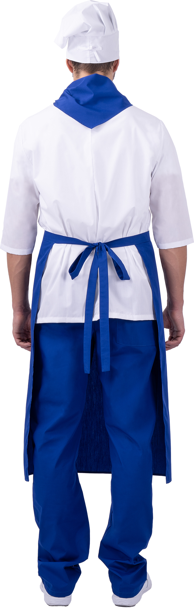 Костюм ШЕФ-ПОВАР, белый-василек