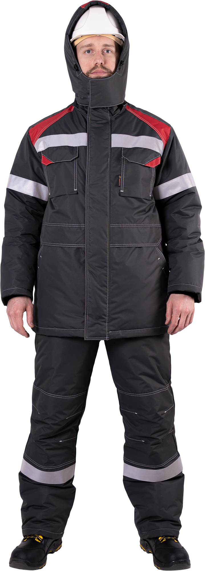 Костюм СТАРАТЕЛЬ зимний, серый-красный Импорт