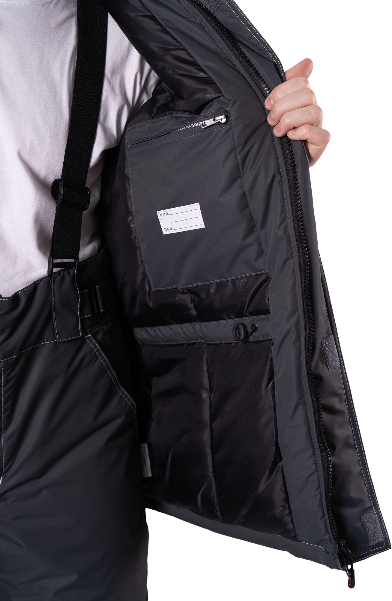 Костюм СТАРАТЕЛЬ зимний, серый-красный Импорт