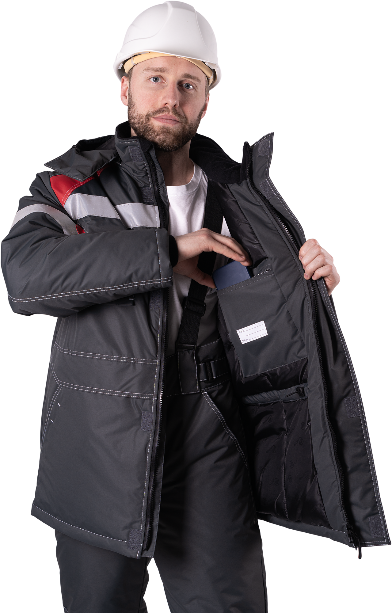 Костюм СТАРАТЕЛЬ зимний, серый-красный Импорт