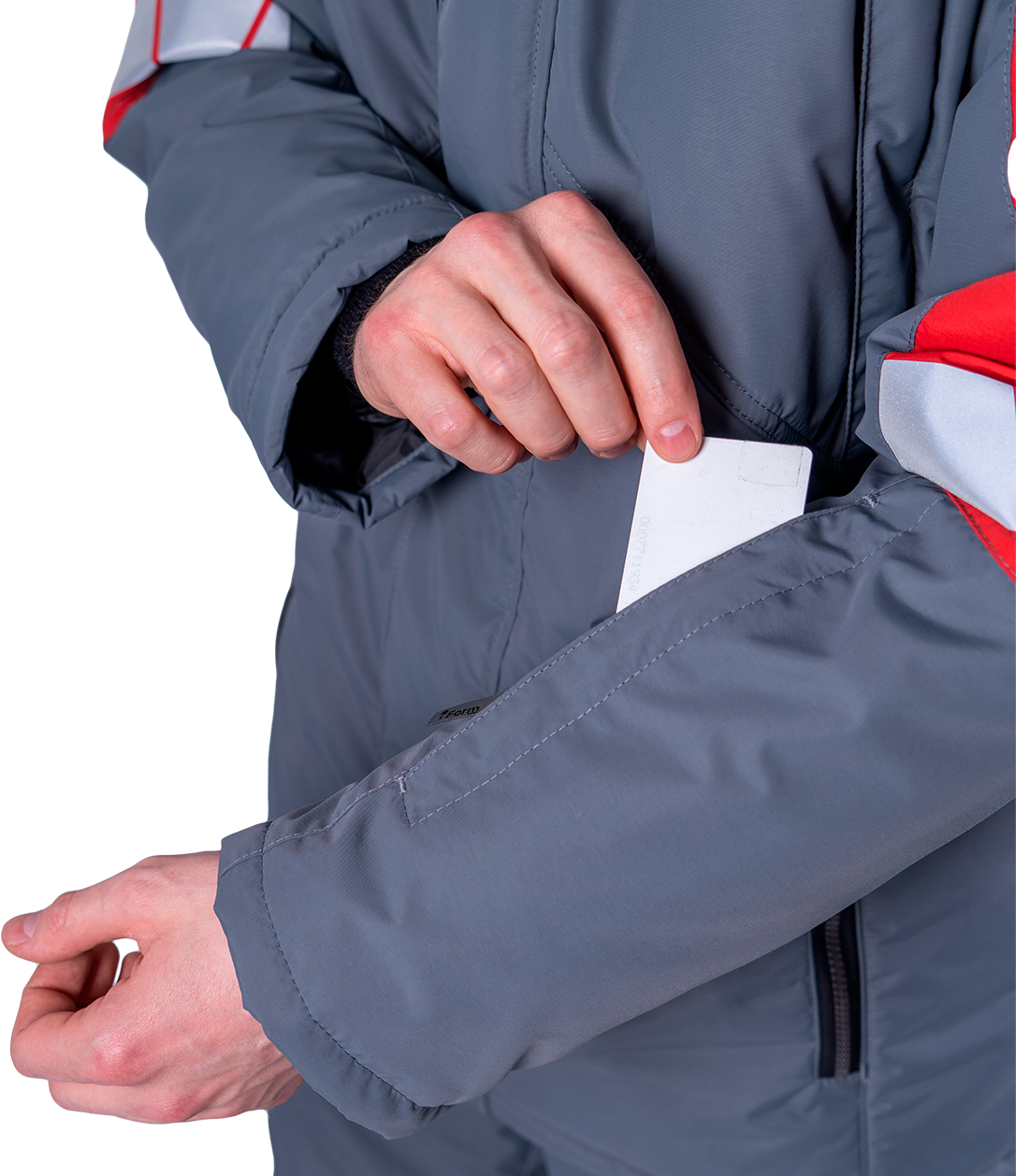 Куртка ХАЙ-ТЕК SAFETY зимняя, серый-красный-черный