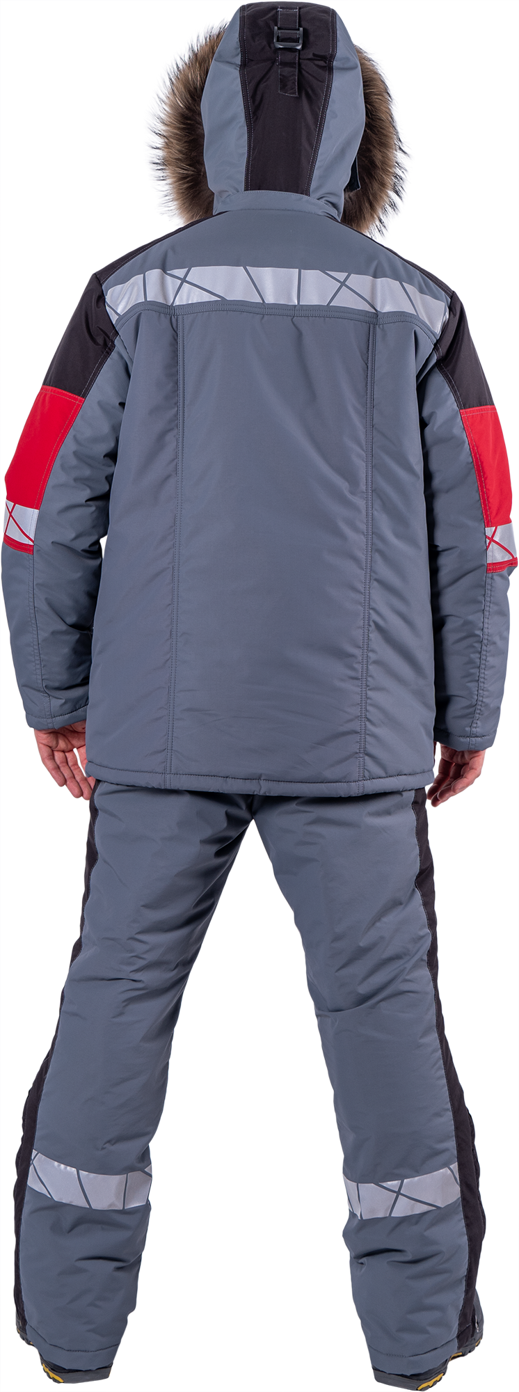 Куртка ХАЙ-ТЕК SAFETY зимняя, серый-красный-черный