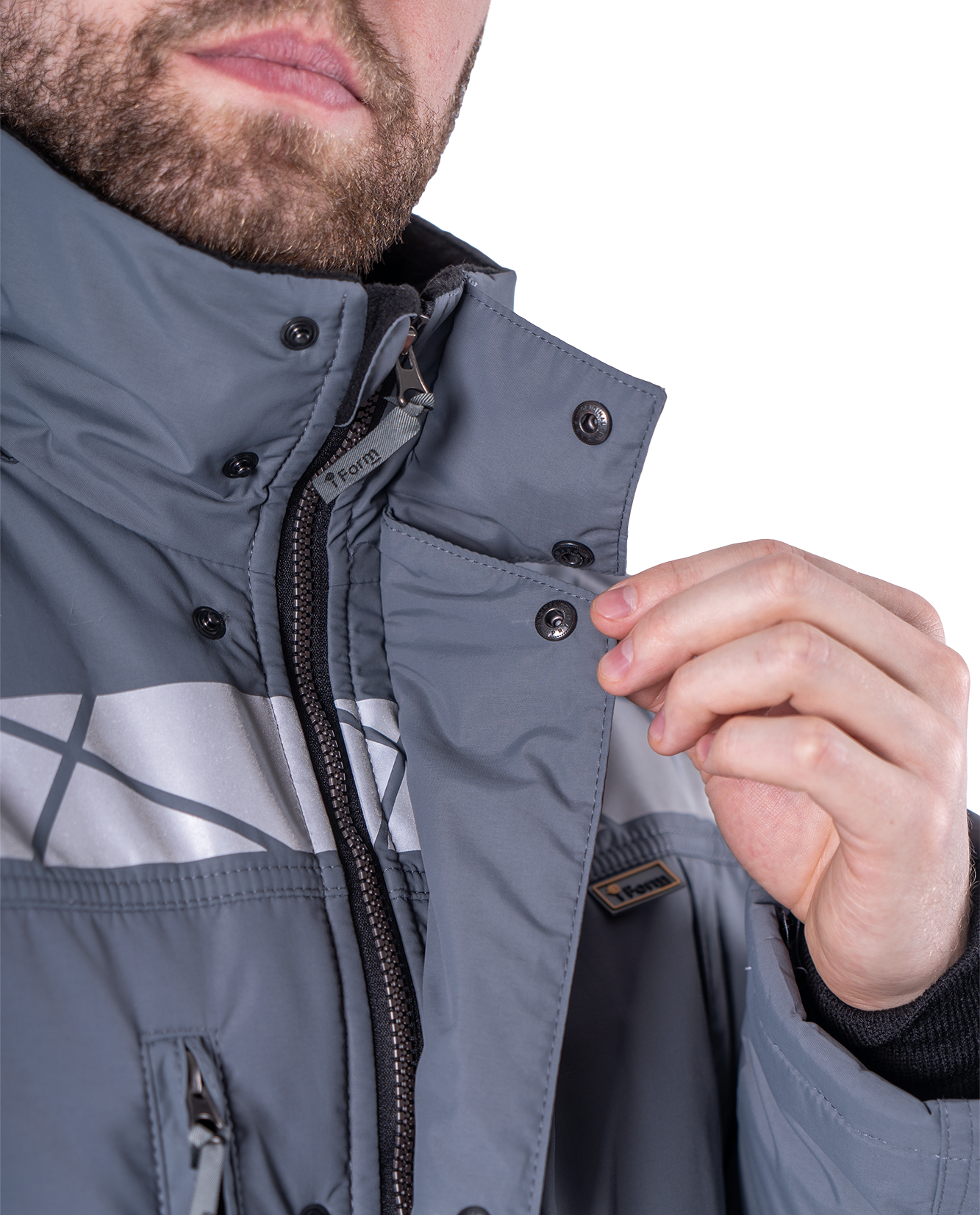 Куртка ХАЙ-ТЕК SAFETY зимняя, серый-красный-черный