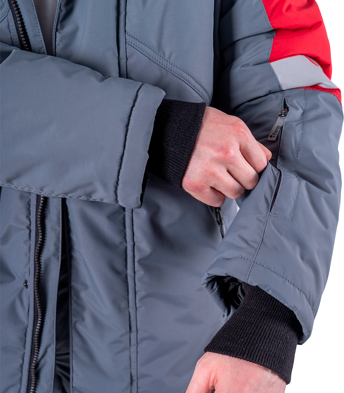 Куртка ХАЙ-ТЕК SAFETY зимняя, серый-красный-черный