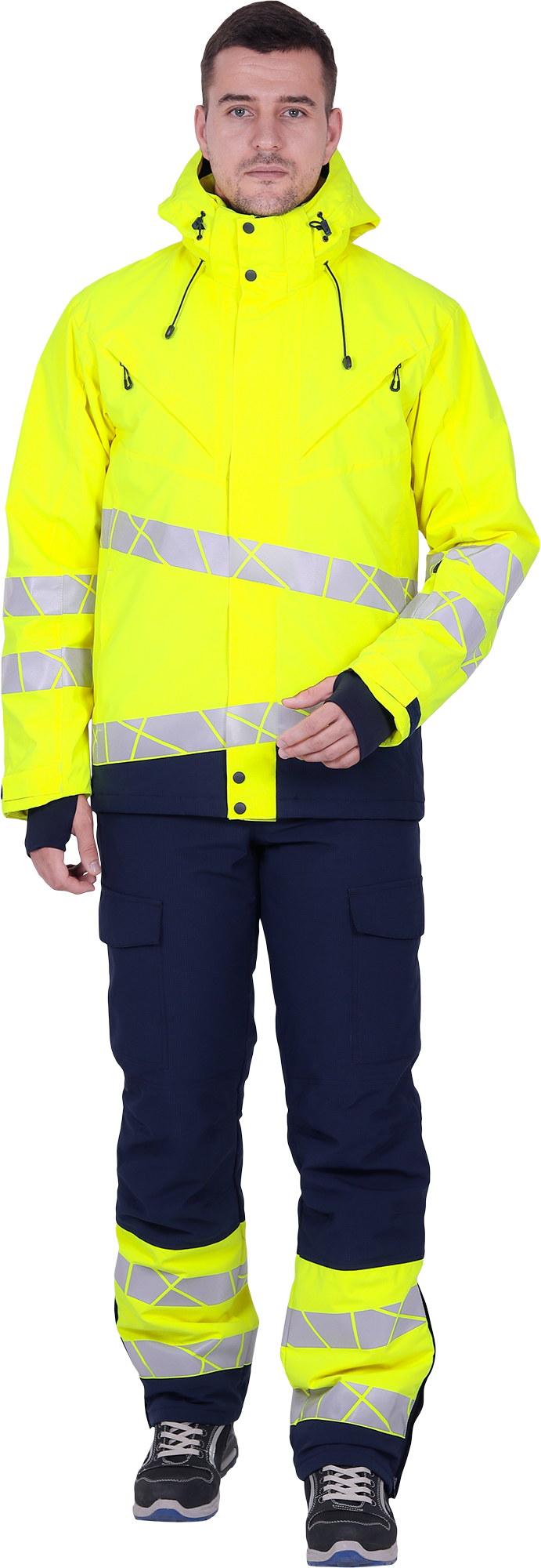 Куртка мужская утепленная ACTIVE, флуоресцентный желтый-синий