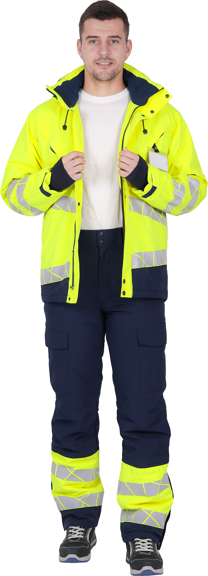 Куртка мужская утепленная ACTIVE, флуоресцентный желтый-синий