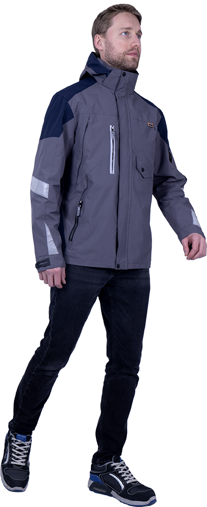 Куртка-штормовка РЕСПЕКТ, серый-т/синий