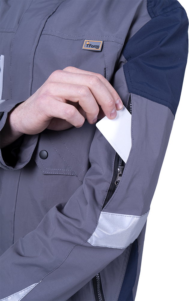 Куртка-штормовка РЕСПЕКТ, серый-т/синий