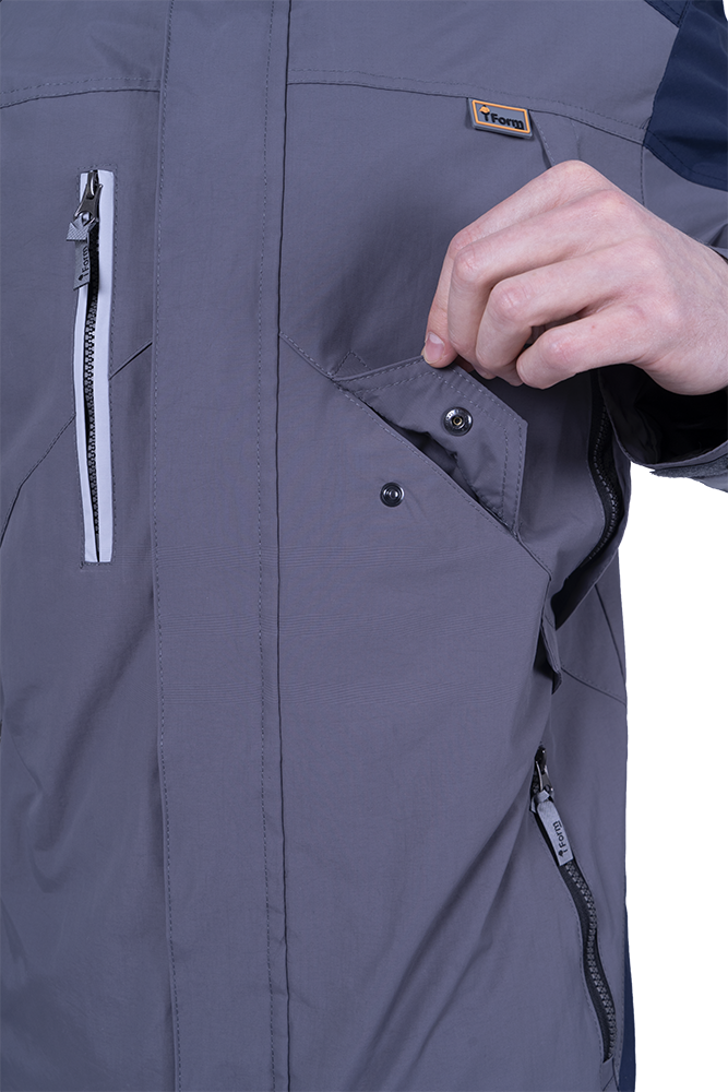 Куртка-штормовка РЕСПЕКТ, серый-т/синий